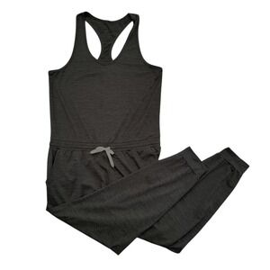 Vuori Lux Dreamknit Racerback Jogger Jumpsuit Womens Medium Charcoal Gray